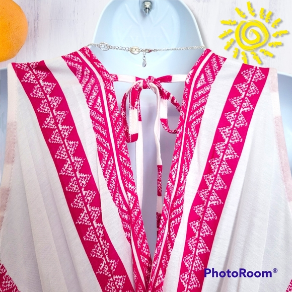 VENUS Smocked Waist Maxi Dress Size 16 White w/Pink Stripes By LASCANA for VENUS - Picture 7 of 10